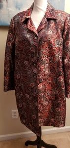 Dressbarn long jacket in red, black and silver